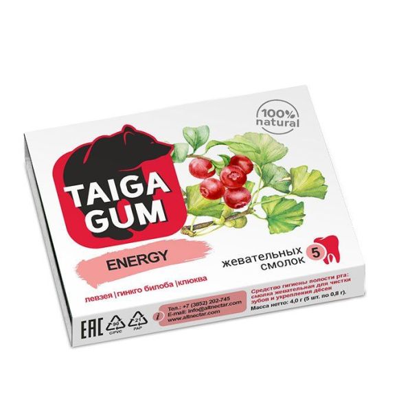 Изображение товара Смолка жевательная Taiga Gum Энерджи Алтайский нектар 5шт Смолка жевательная Taiga Gum Энерджи Алтайский нектар 5шт фотография