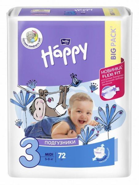 Изображение товара Подгузники Bella Happy Classic Миди 5-9кг №72 Подгузники Bella Happy Classic Миди 5-9кг №72 фотография